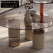Elegant Italian Design Round Glass Top Coffee Table with Marble Base