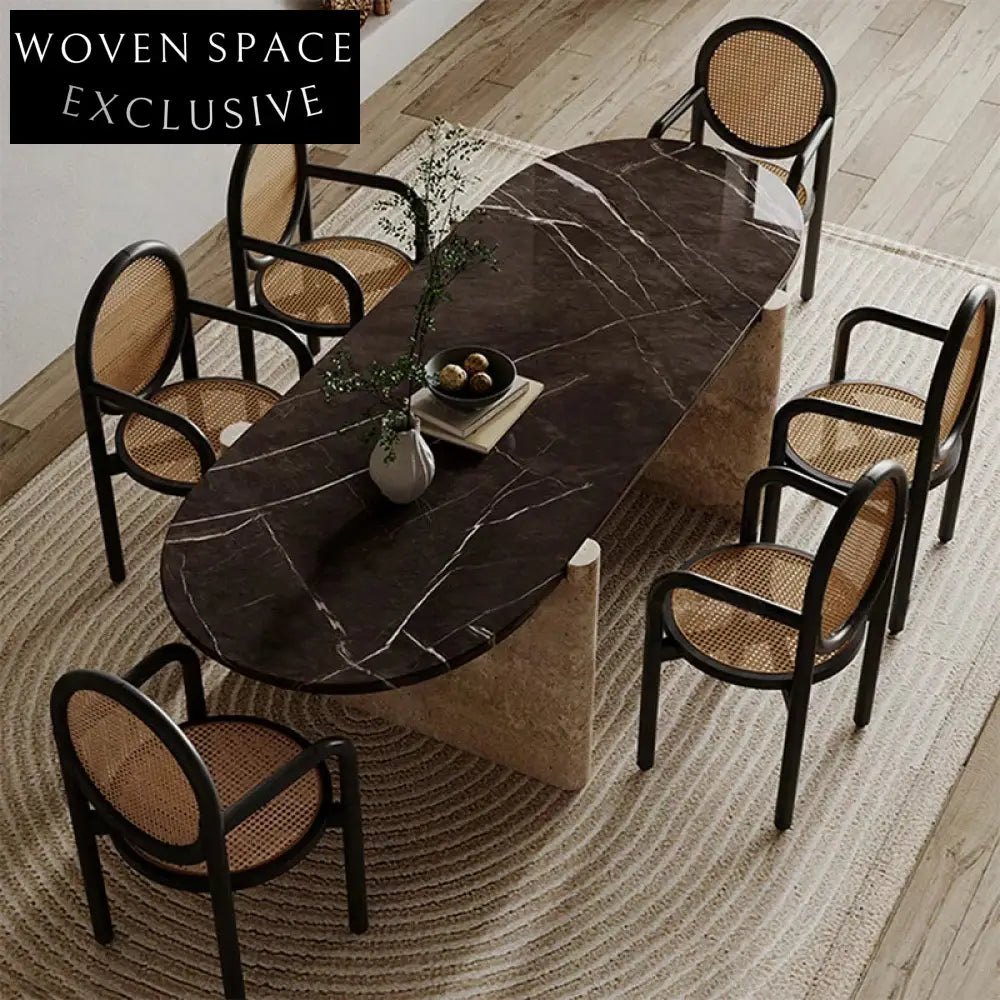 Elegant Italian Design Sintered Stone Marble Travertine Contemporary Dining Table