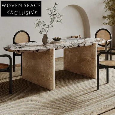 Elegant Italian Design Sintered Stone Marble Travertine Contemporary Dining Table