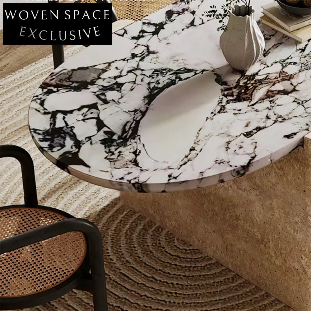 Elegant Italian Design Sintered Stone Marble Travertine Contemporary Dining Table
