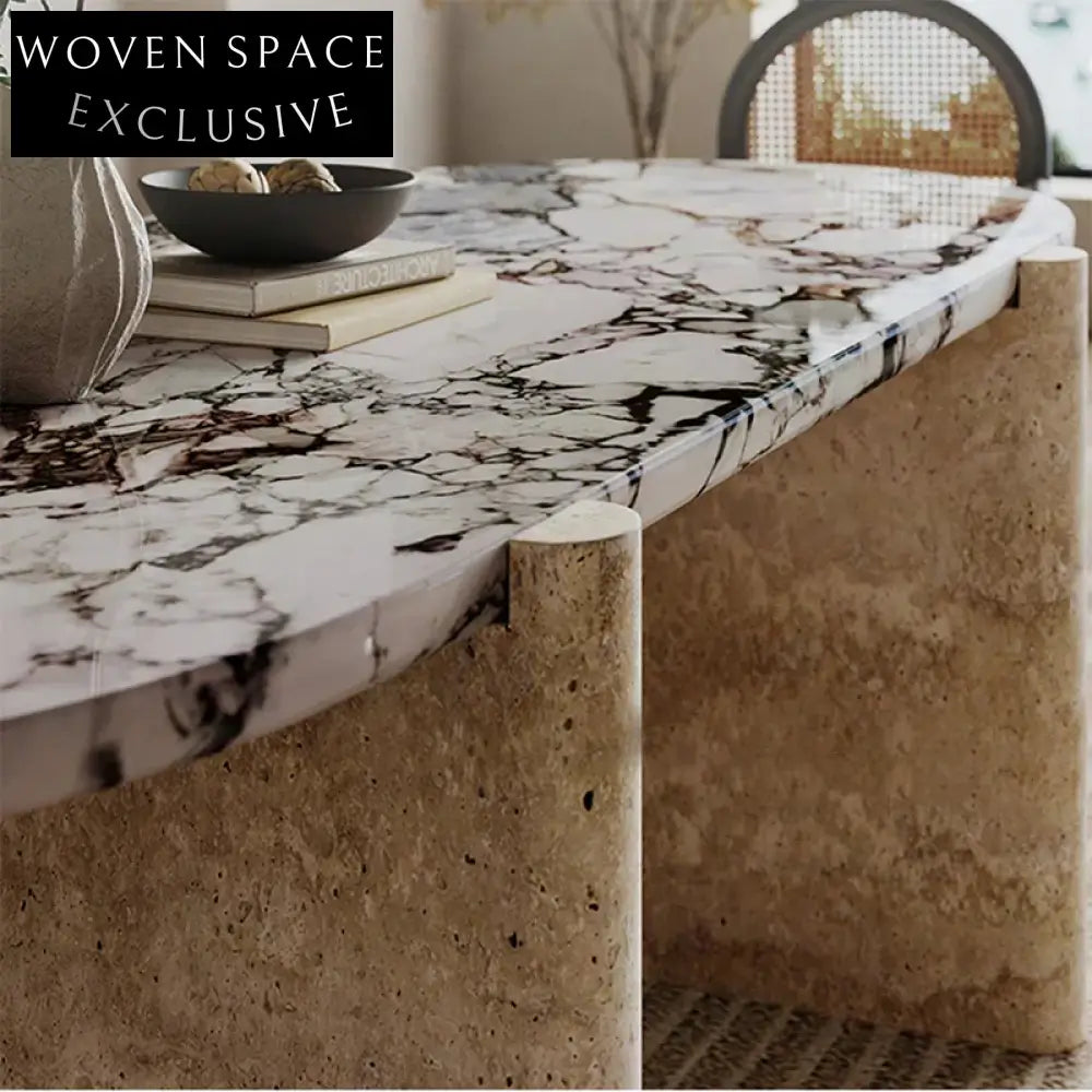 Elegant Italian Design Sintered Stone Marble Travertine Contemporary Dining Table