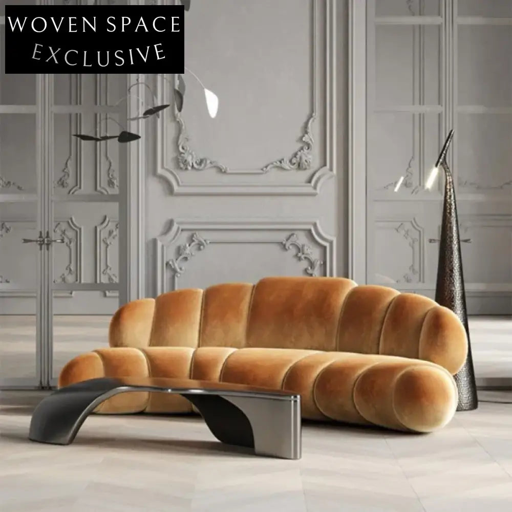 Elegant Italian Design Velvet Fabric Sectional Living Room Sofa