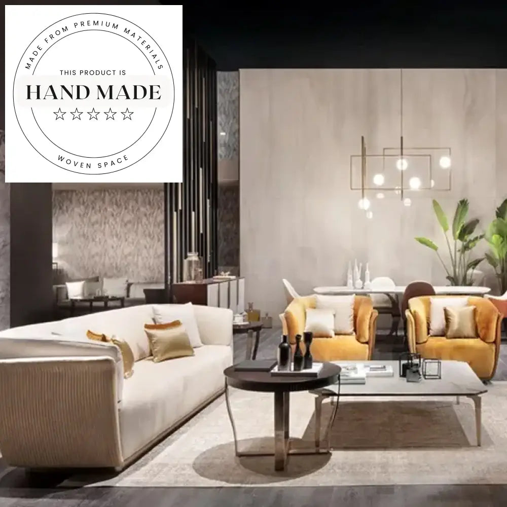 Elegant Italian Design Velvet Tufted Luxury Metal Base Sofa