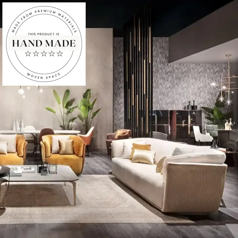 Elegant Italian Design Velvet Tufted Luxury Metal Base Sofa