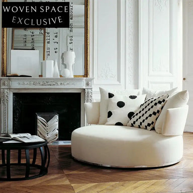 Elegant Italian Fabric Round Lounge Sofa Chair with Plush Cushion