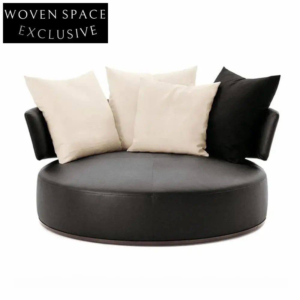 Elegant Italian Fabric Round Lounge Sofa Chair with Plush Cushion