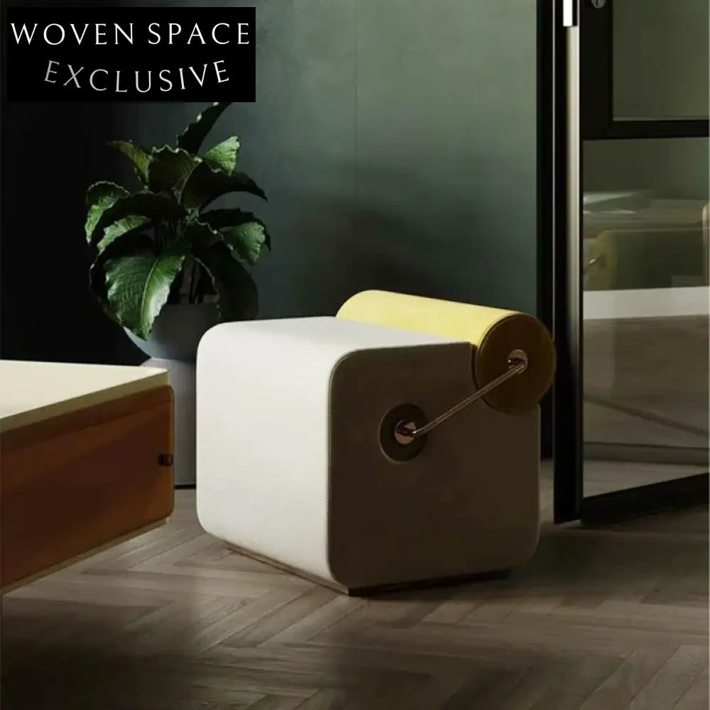 Elegant Italian Fabric Upholstered Small Living Room Ottoman