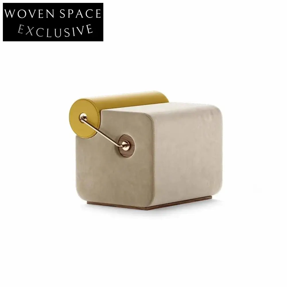 Elegant Italian Fabric Upholstered Small Living Room Ottoman