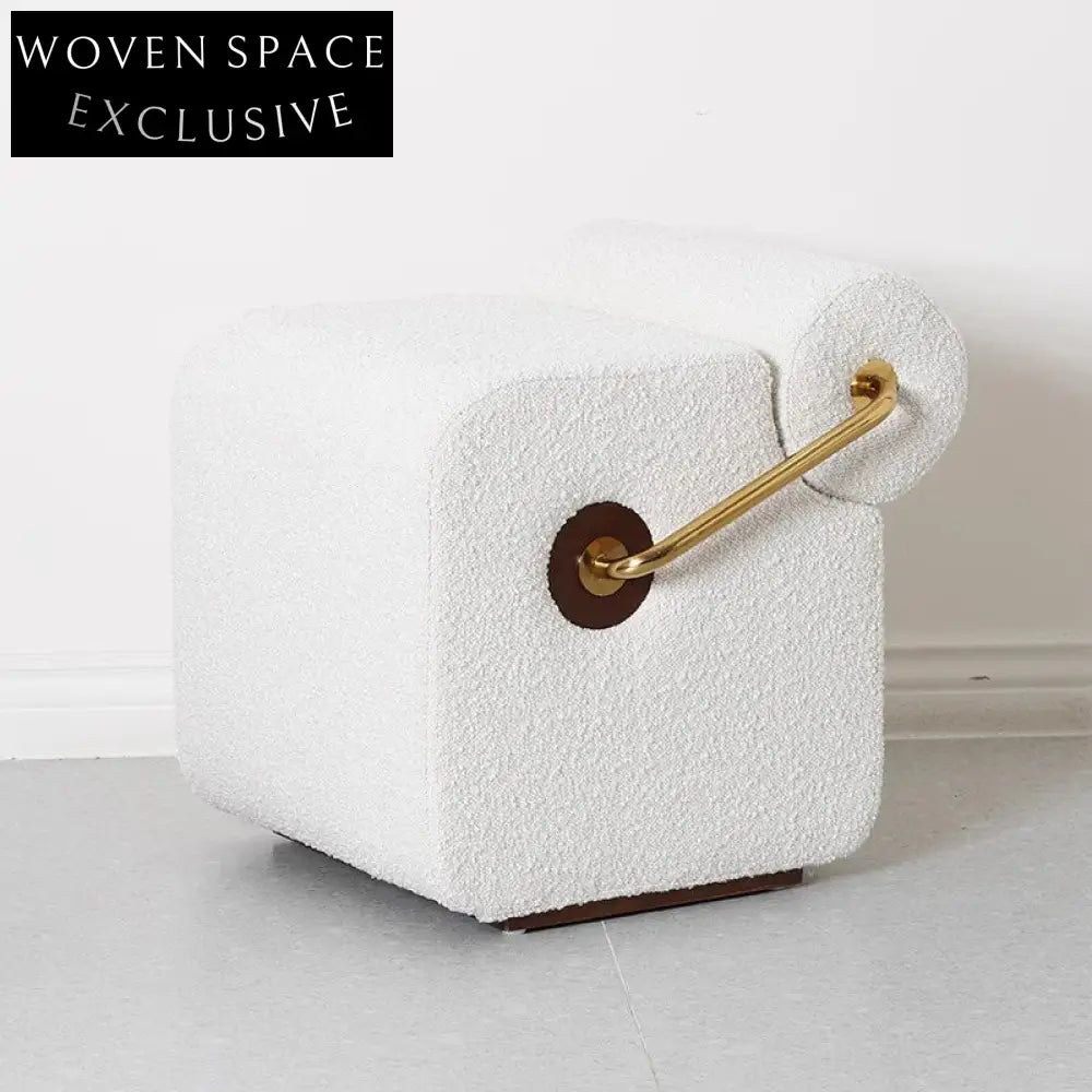 Elegant Italian Fabric Upholstered Small Living Room Ottoman