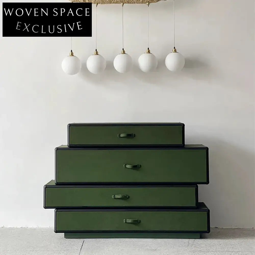Elegant Italian Green Leather Storage Cabinet for Modern Homes