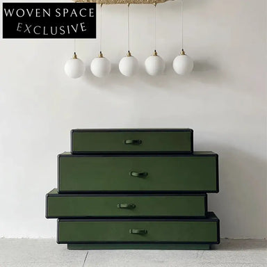 Elegant Italian Green Leather Storage Cabinet for Modern Homes
