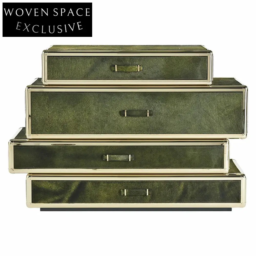 Elegant Italian Green Leather Storage Cabinet for Modern Homes