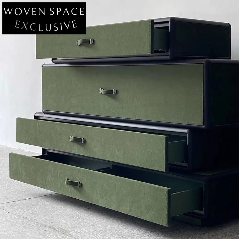Elegant Italian Green Leather Storage Cabinet for Modern Homes