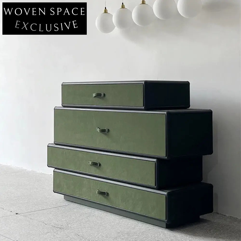 Elegant Italian Green Leather Storage Cabinet for Modern Homes