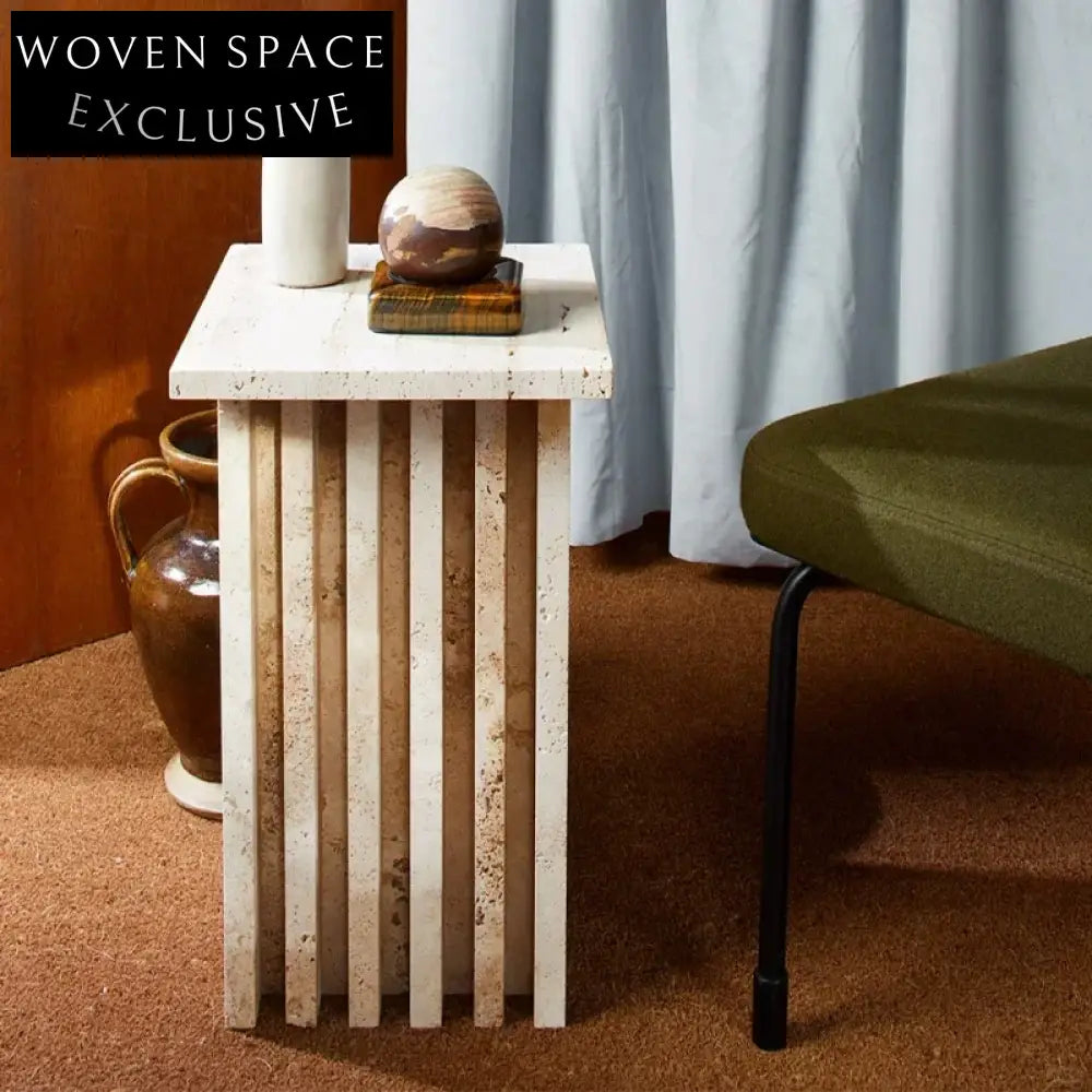 Elegant Italian Green Marble Natural Stone Coffee Table, Minimalist Livingroom Side Table