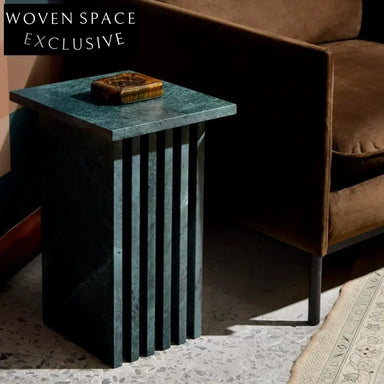 Elegant Italian Green Marble Natural Stone Coffee Table, Minimalist Livingroom Side Table