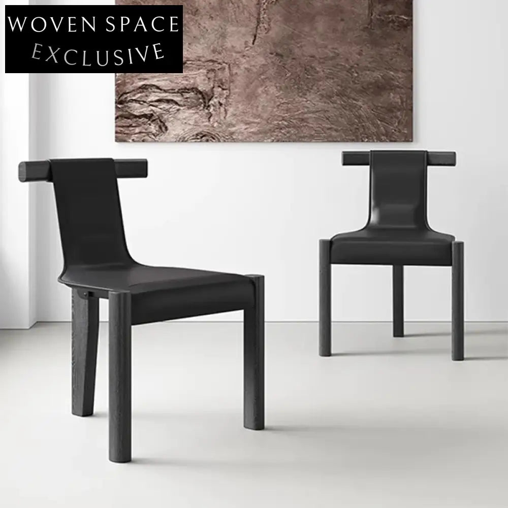 Elegant Italian Leather Dining Chair, Solid Wood High Back Design