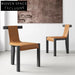 Elegant Italian Leather Dining Chair, Solid Wood High Back Design