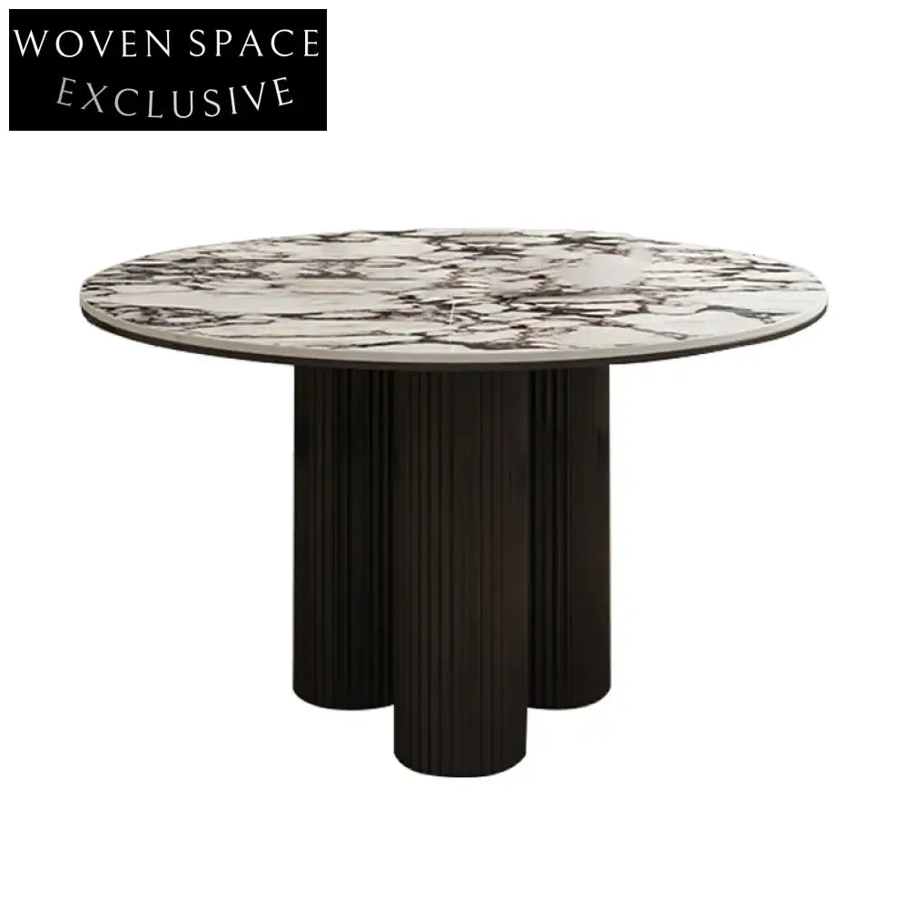 Elegant Italian Light Luxury Slate Board Round Household Dining Table