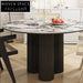 Elegant Italian Light Luxury Slate Board Round Household Dining Table