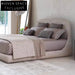 Elegant Italian Luxury Birch Wood Upholstered King Size Fabric Bed Frame