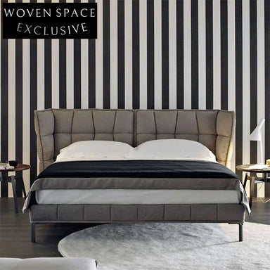 Elegant Italian Luxury Fabric Upholstered Modern King Queen Bed