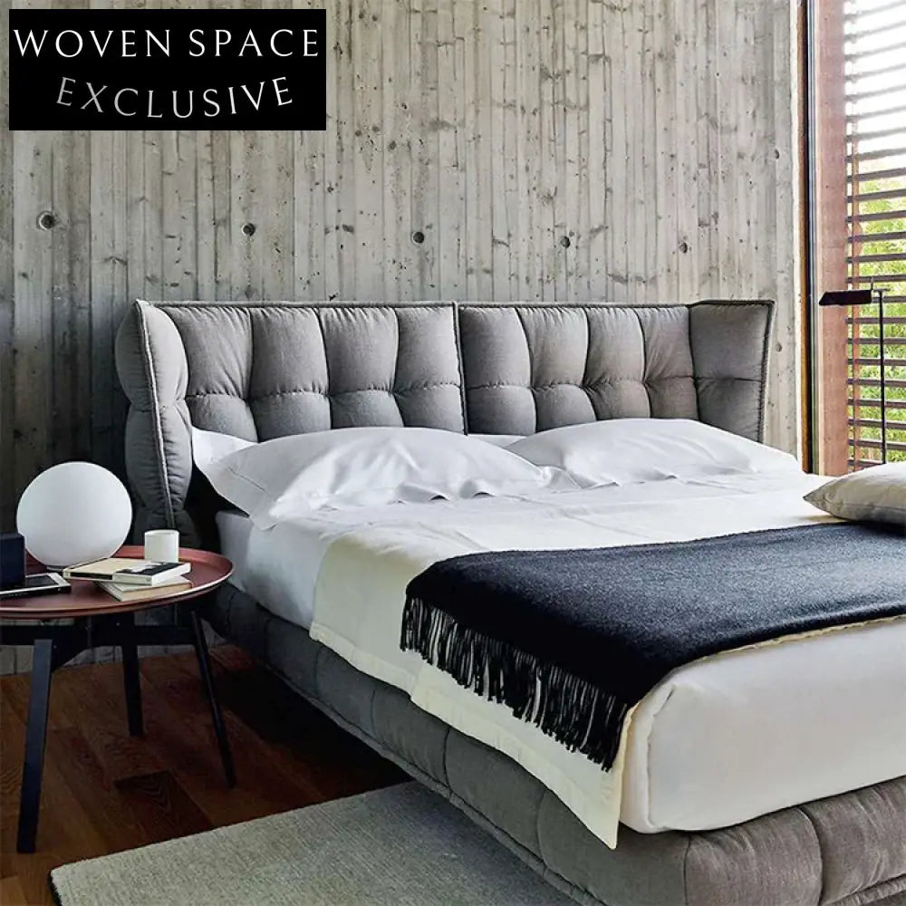 Elegant Italian Luxury Fabric Upholstered Modern King Queen Bed