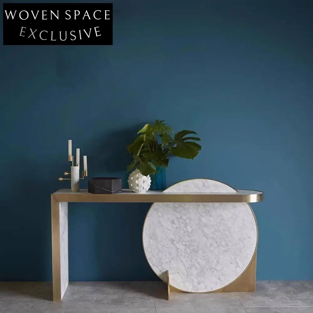 Elegant Italian Luxury Marble Gold Stainless Steel Modern Hallway Console Table