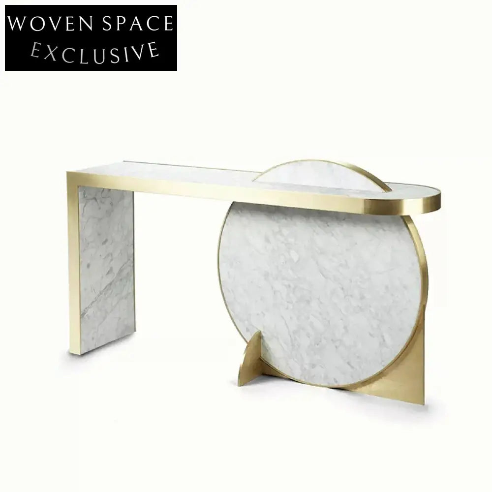 Elegant Italian Luxury Marble Gold Stainless Steel Modern Hallway Console Table
