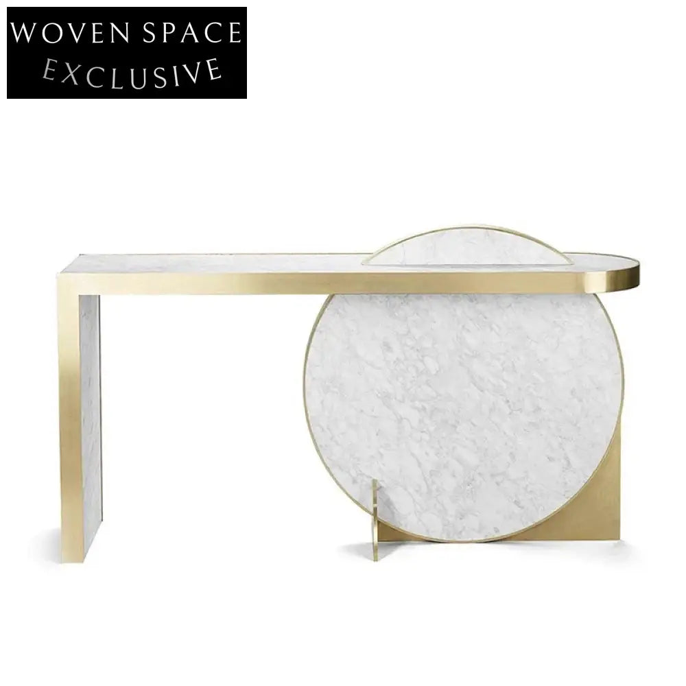 Elegant Italian Luxury Marble Gold Stainless Steel Modern Hallway Console Table