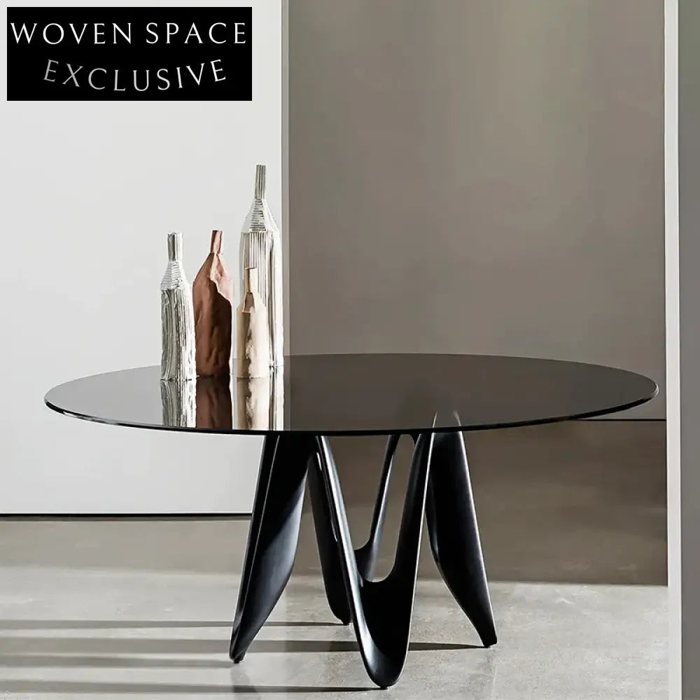 Elegant Italian Luxury Wooden Frame Tempered Glass Top Apartment Dining Table