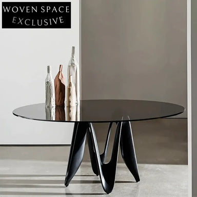 Elegant Italian Luxury Wooden Frame Tempered Glass Top Apartment Dining Table