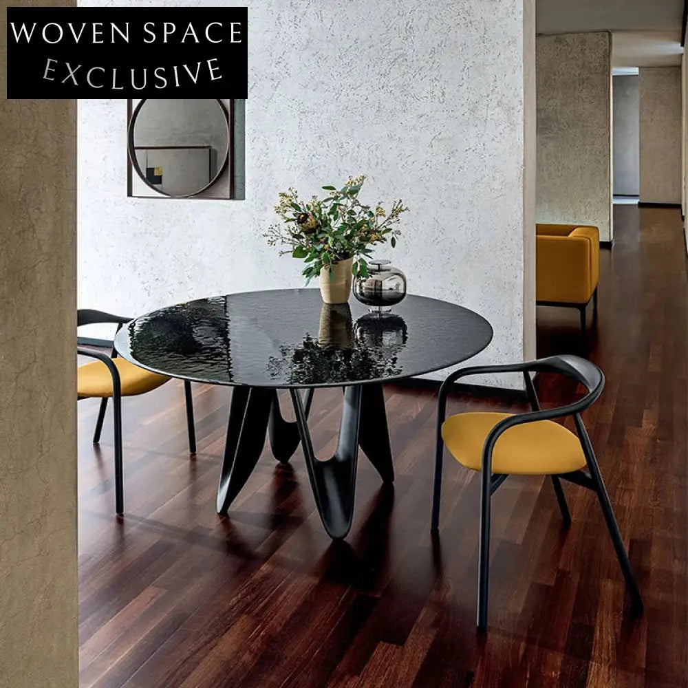 Elegant Italian Luxury Wooden Frame Tempered Glass Top Apartment Dining Table