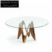 Elegant Italian Luxury Wooden Frame Tempered Glass Top Apartment Dining Table