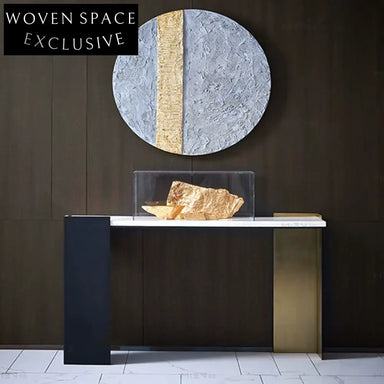Elegant Italian Marble Top Console Table with Gold Stainless Steel Base
