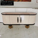 Elegant Italian Marble Top Living Room TV Unit Media Console Cabinet