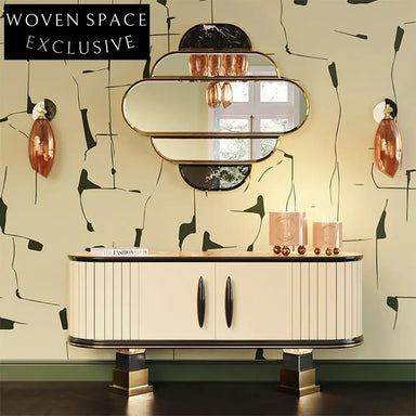 Elegant Italian Marble Top Living Room TV Unit Media Console Cabinet