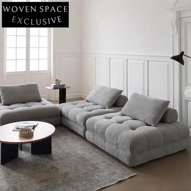 Elegant Italian Minimalist Modular Corner Sofa Wood Fabric Couch