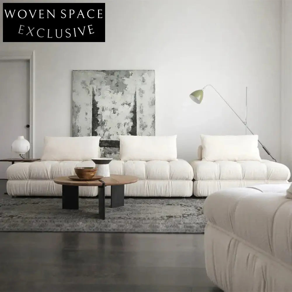 Elegant Italian Minimalist Modular Corner Sofa Wood Fabric Couch