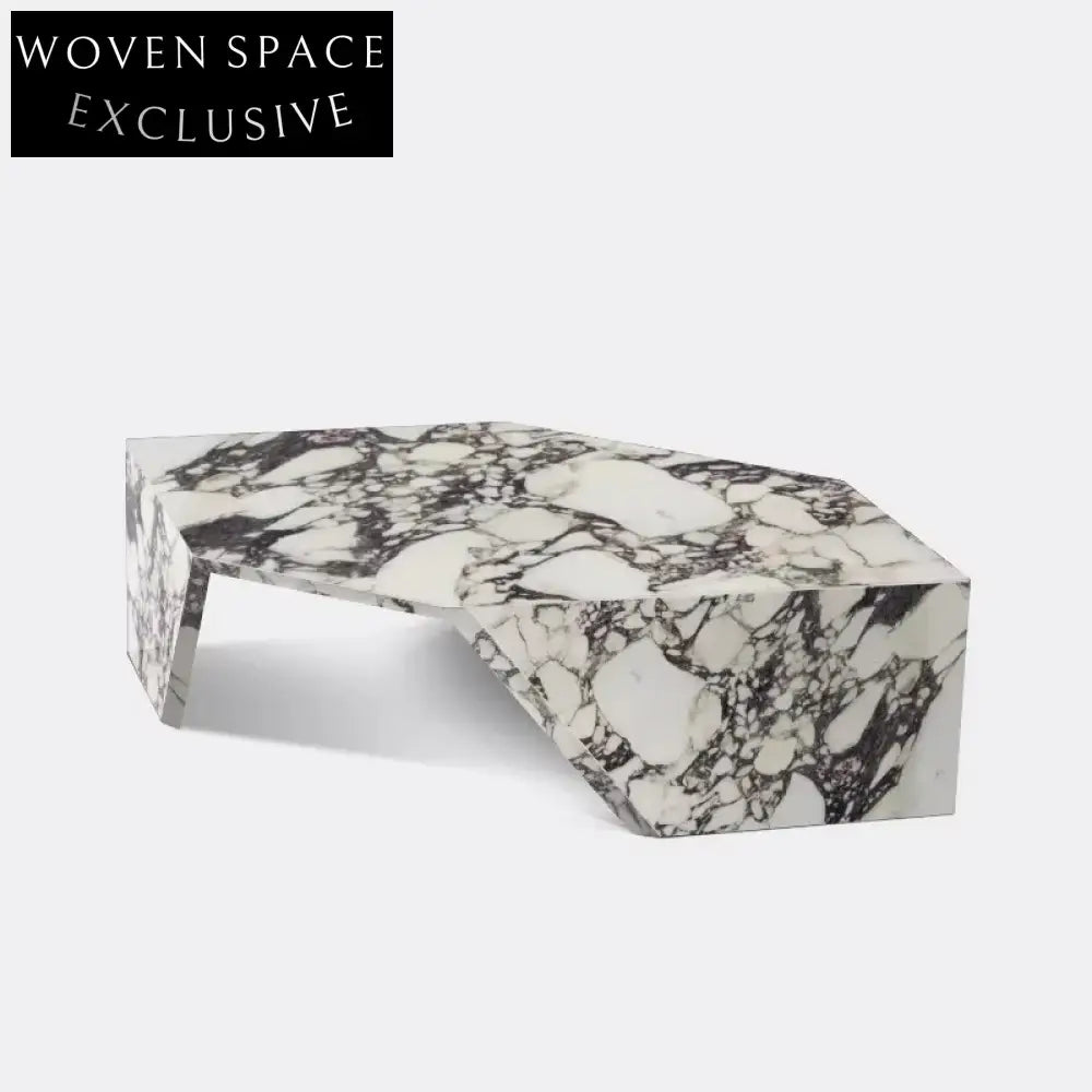 Elegant Italian Minimalist Natural Marble Irregular Coffee Table for Living Room