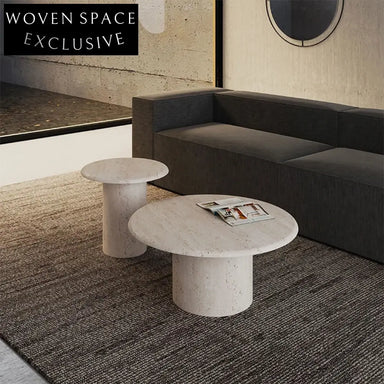 Elegant Italian Minimalist Natural Travertine Stone Tea Table for Modern Living Rooms