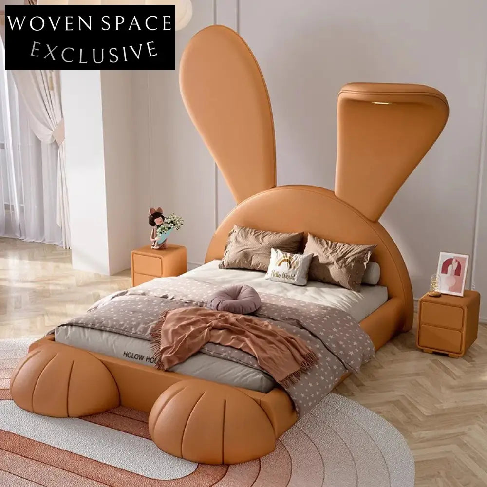 Elegant Italian Minimalist Pink Fabric Upholstered King Size Wooden Bed Frame