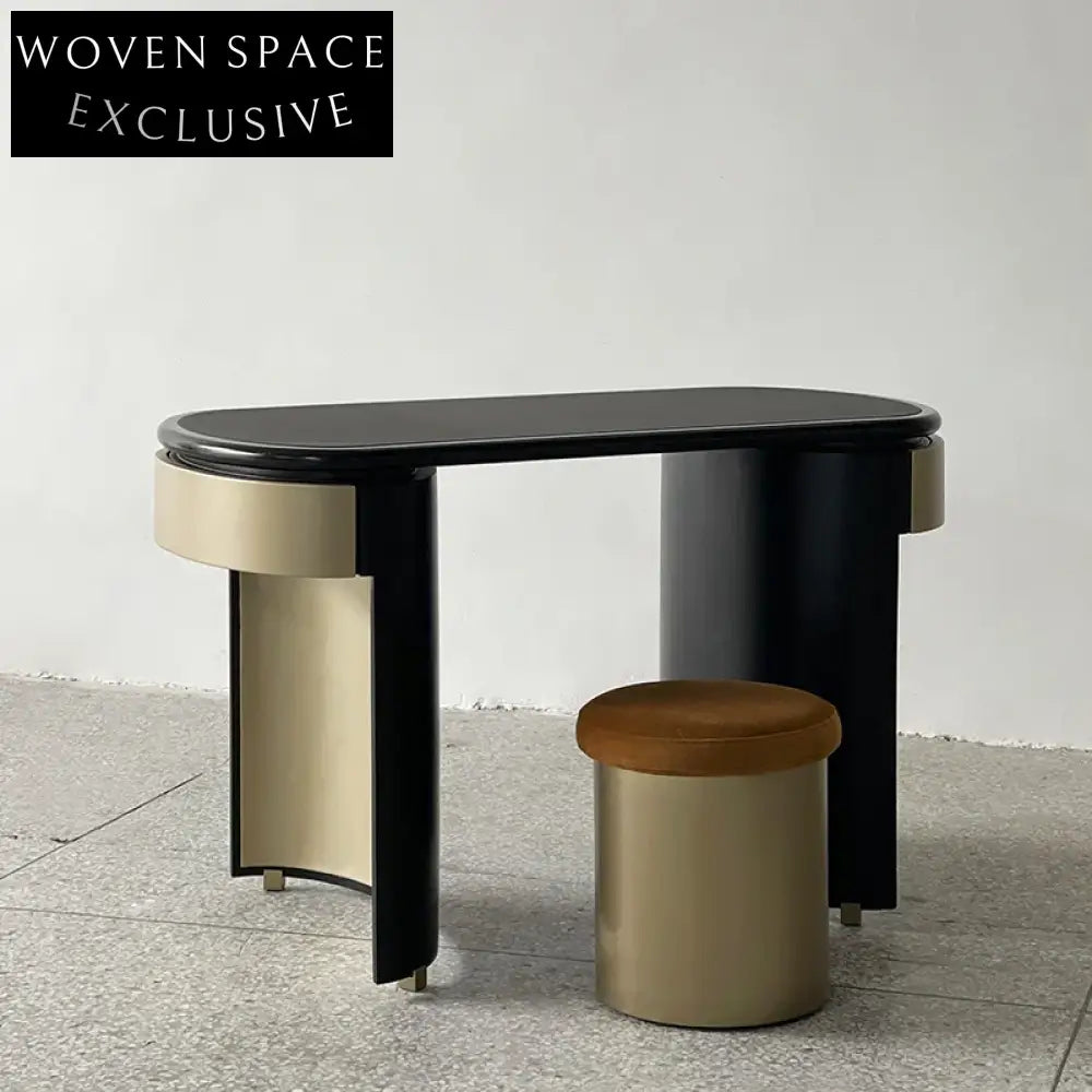 Elegant Italian Modern Black Solid Wood Dressing Table Makeup Laptop Desk