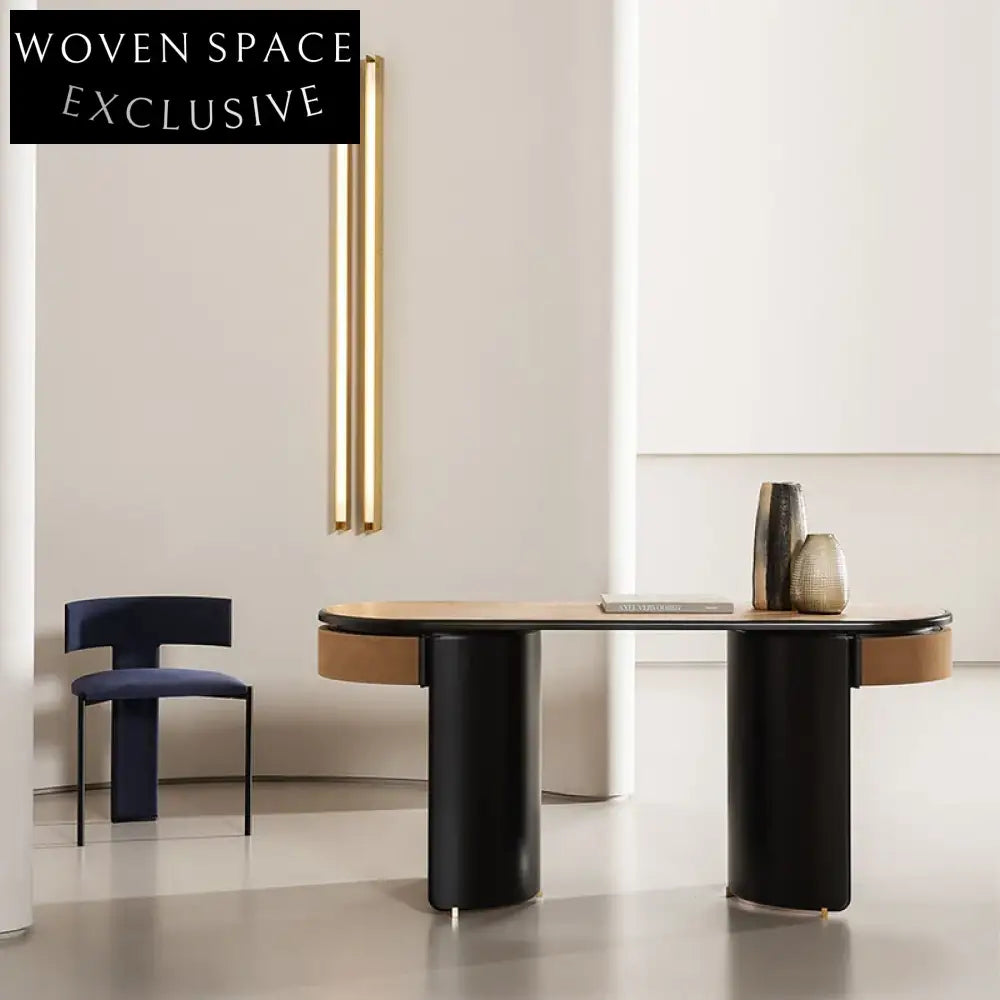 Elegant Italian Modern Black Solid Wood Dressing Table Makeup Laptop Desk