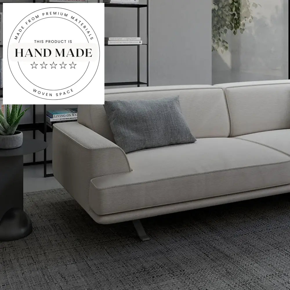 Elegant Italian Modern Tufted Microfiber Three Seater Sectional Sofa