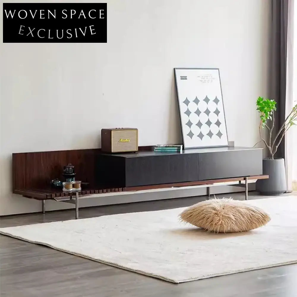 Elegant Italian Modern Walnut Wood Living Room TV Entertainment Console