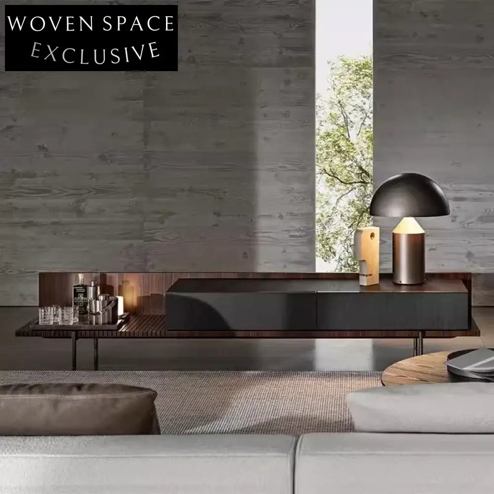 Elegant Italian Modern Walnut Wood Living Room TV Entertainment Console