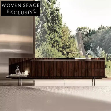 Elegant Italian Modern Walnut Wood Living Room TV Entertainment Console