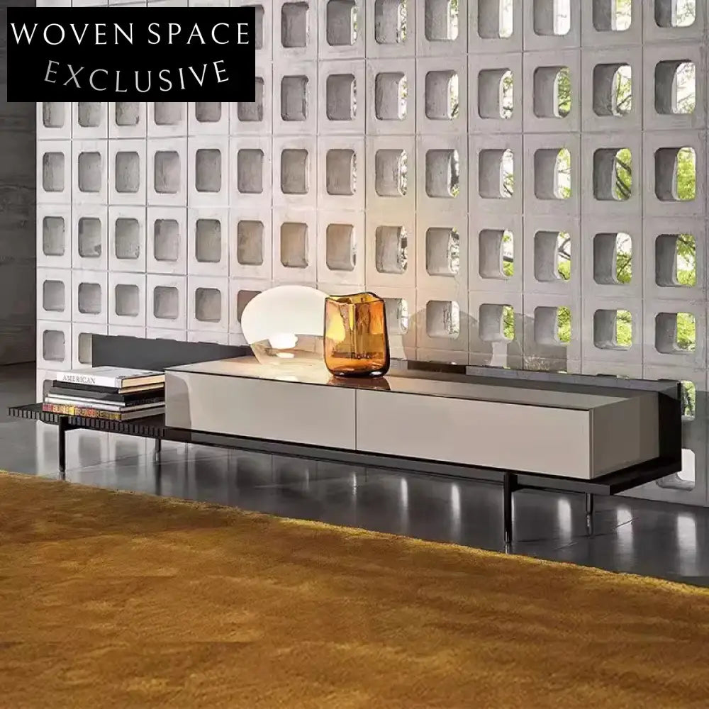 Elegant Italian Modern Walnut Wood Living Room TV Entertainment Console