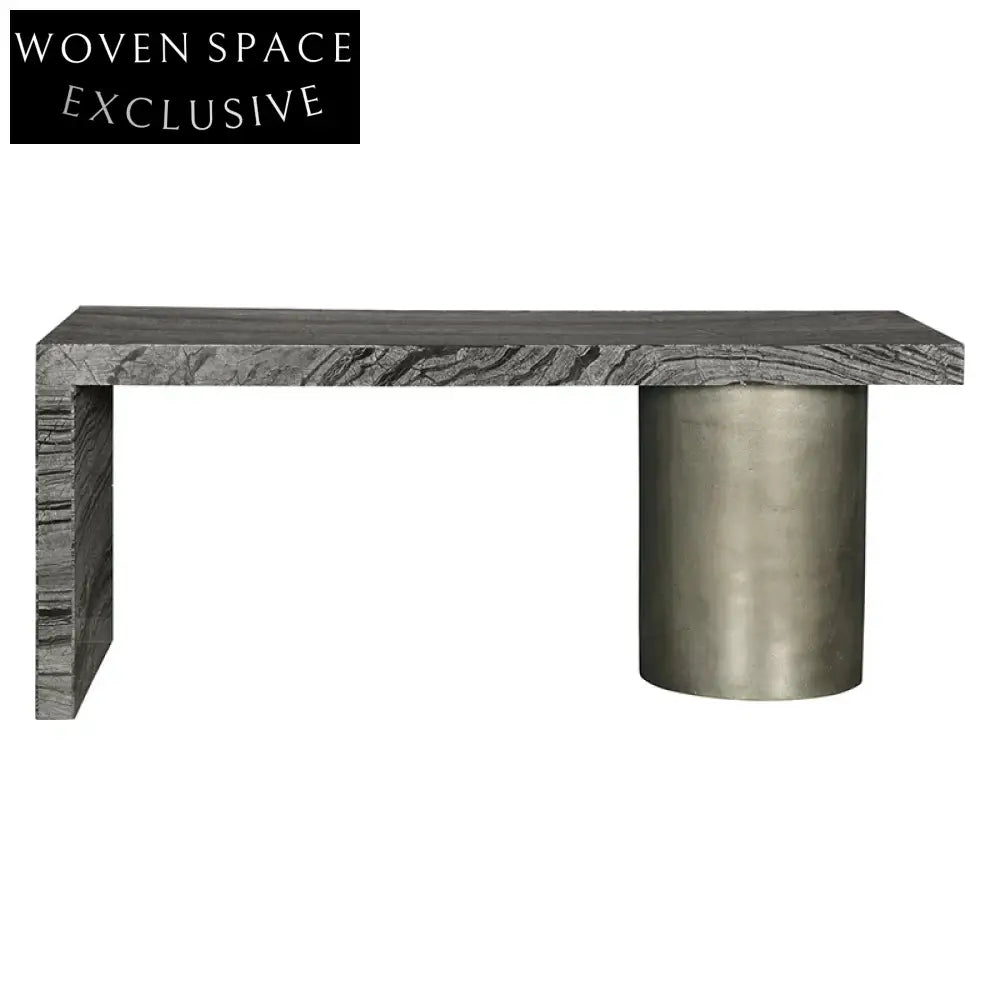 Elegant Italian Natural Marble Rectangle Top Stainless Steel Dining Table